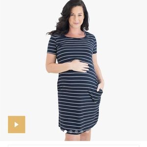 Kindred Bravely Eleanor Bamboo Maternity & Nursing Lounge Dress- xl striped